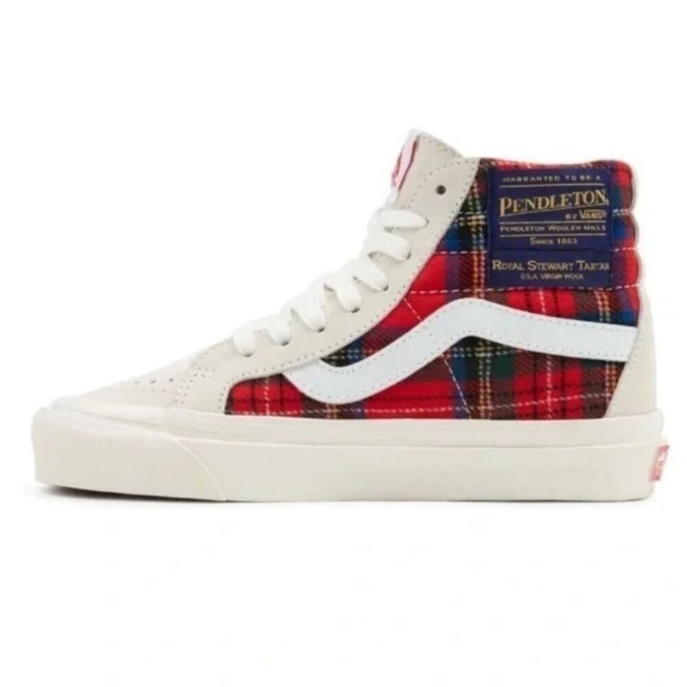 Vans x Pendleton Anaheim Sneakers Womens 5.5 Tartan Plaid USA Virgin Wool Suede
